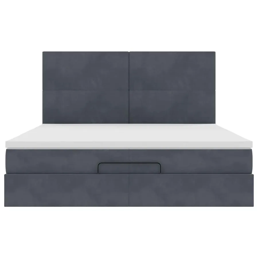 Cadre de lit ottoman avec matelas gris foncé 200x200 cm velours - 7