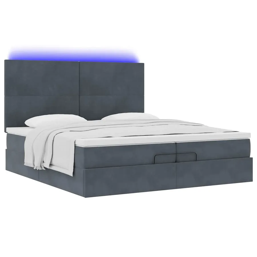Cadre de lit ottoman avec matelas gris foncé 200x200 cm velours - 6