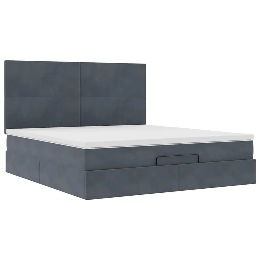 Cadre de lit ottoman avec matelas gris foncé 200x200 cm velours - 7