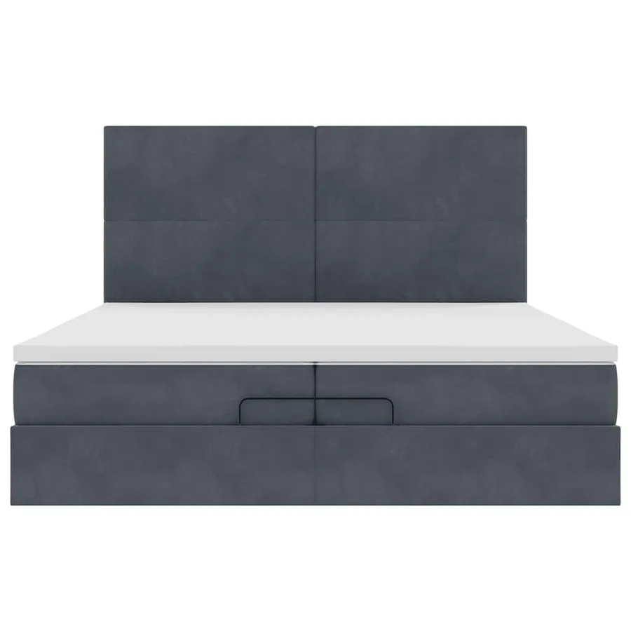 Cadre de lit ottoman avec matelas gris foncé 200x200 cm velours - 8