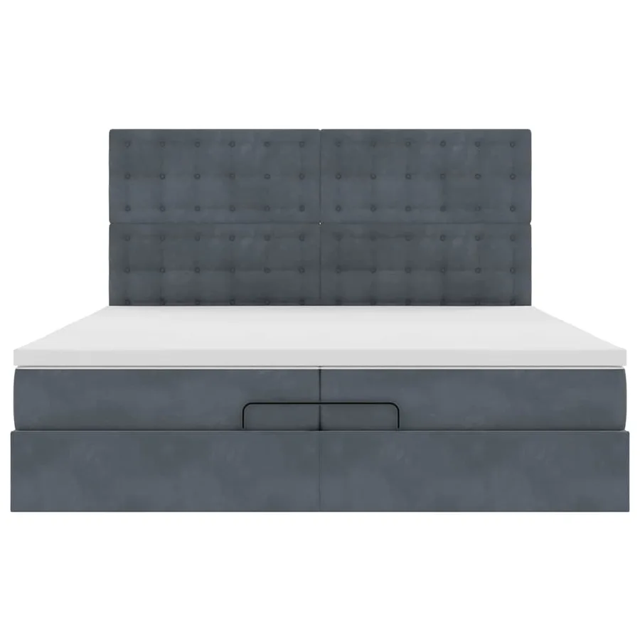 Cadre de lit ottoman avec matelas gris foncé 200x200 cm velours - 7