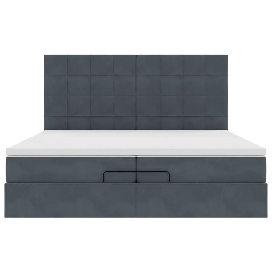 Cadre de lit ottoman avec matelas gris foncé 200x200 cm velours - 8