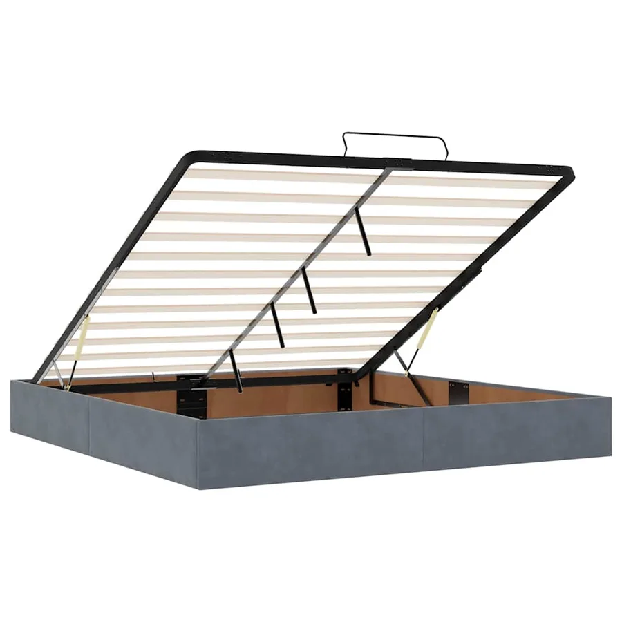 Cadre de lit ottoman avec matelas gris foncé 200x200 cm velours - 11