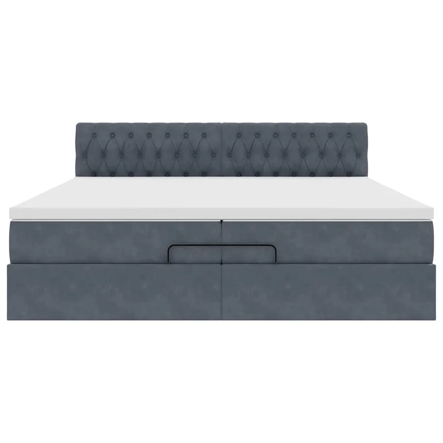 Cadre de lit ottoman avec matelas gris foncé 200x200 cm velours - 6