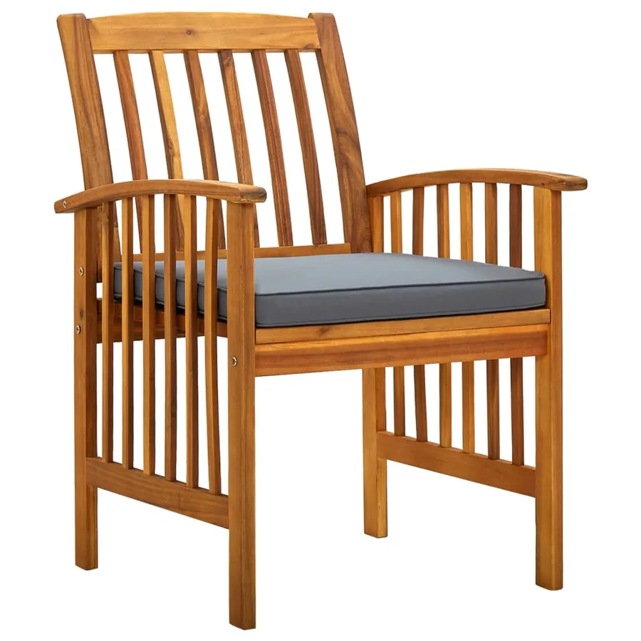 Ensemble de 8 chaises de jardin avec coussins en bois d'acacia massif - 2