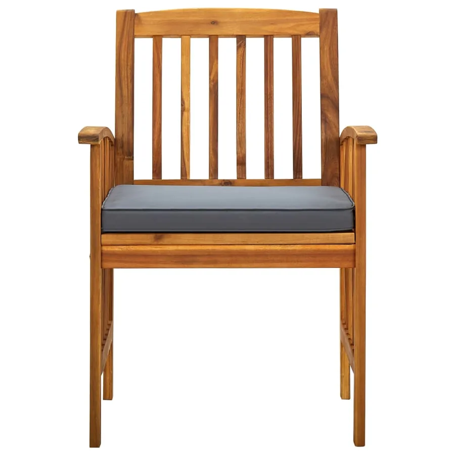 Ensemble de 8 chaises de jardin avec coussins en bois d'acacia massif - 4