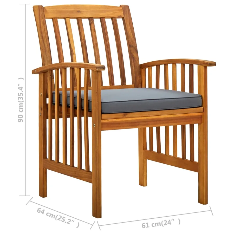 Ensemble de 8 chaises de jardin avec coussins en bois d'acacia massif - 9