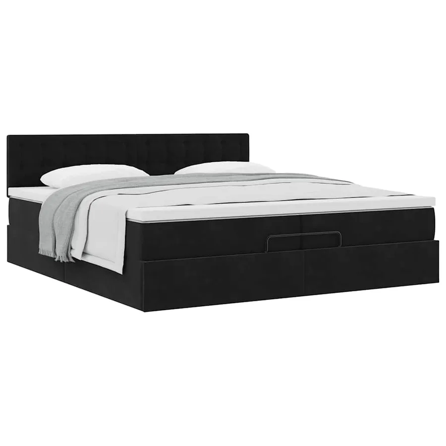 Cadre de lit ottoman avec matelas noir 200x200 cm velours - 5