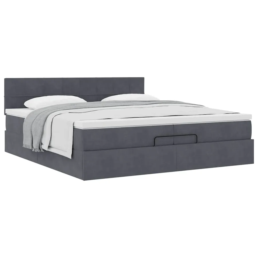 Cadre de lit ottoman avec matelas gris foncé 200x200 cm velours - 4
