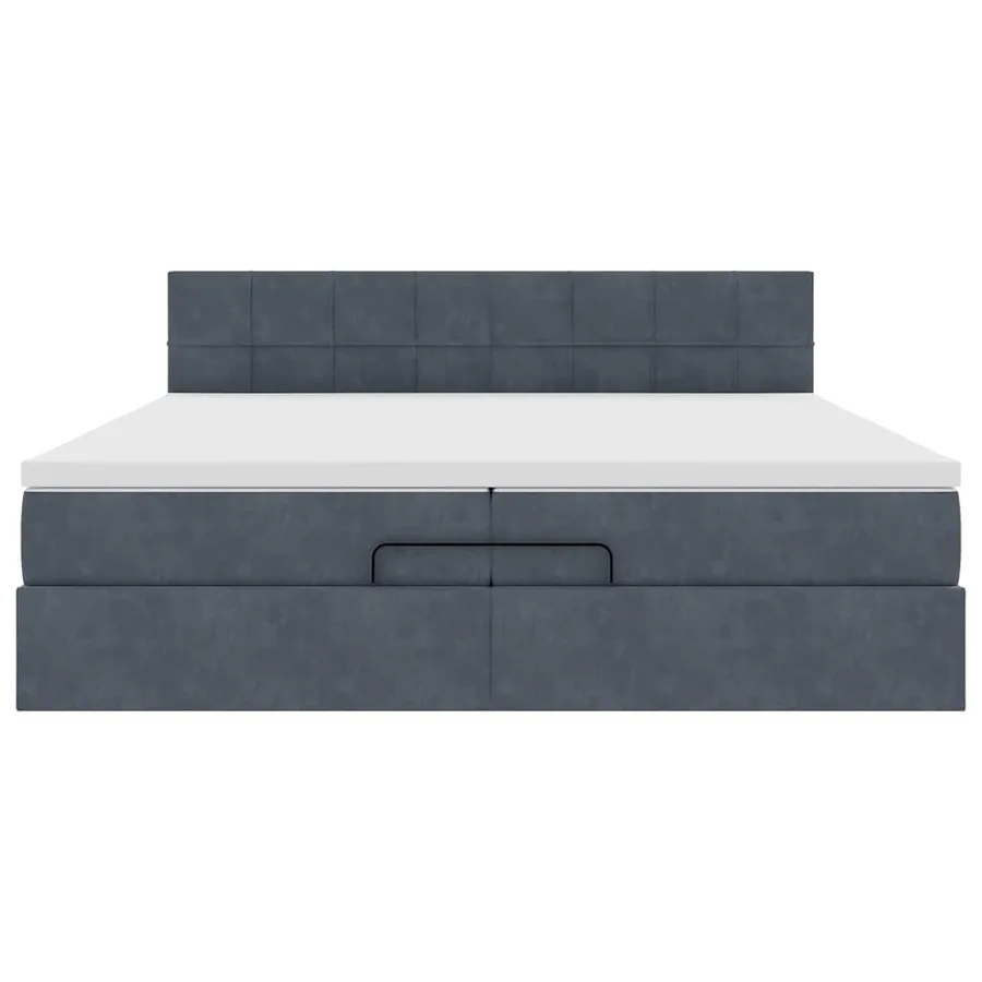 Cadre de lit ottoman avec matelas gris foncé 200x200 cm velours - 5