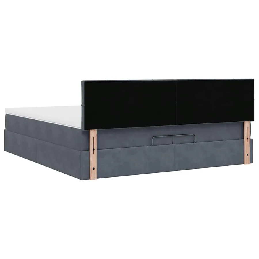 Cadre de lit ottoman avec matelas gris foncé 200x200 cm velours - 9