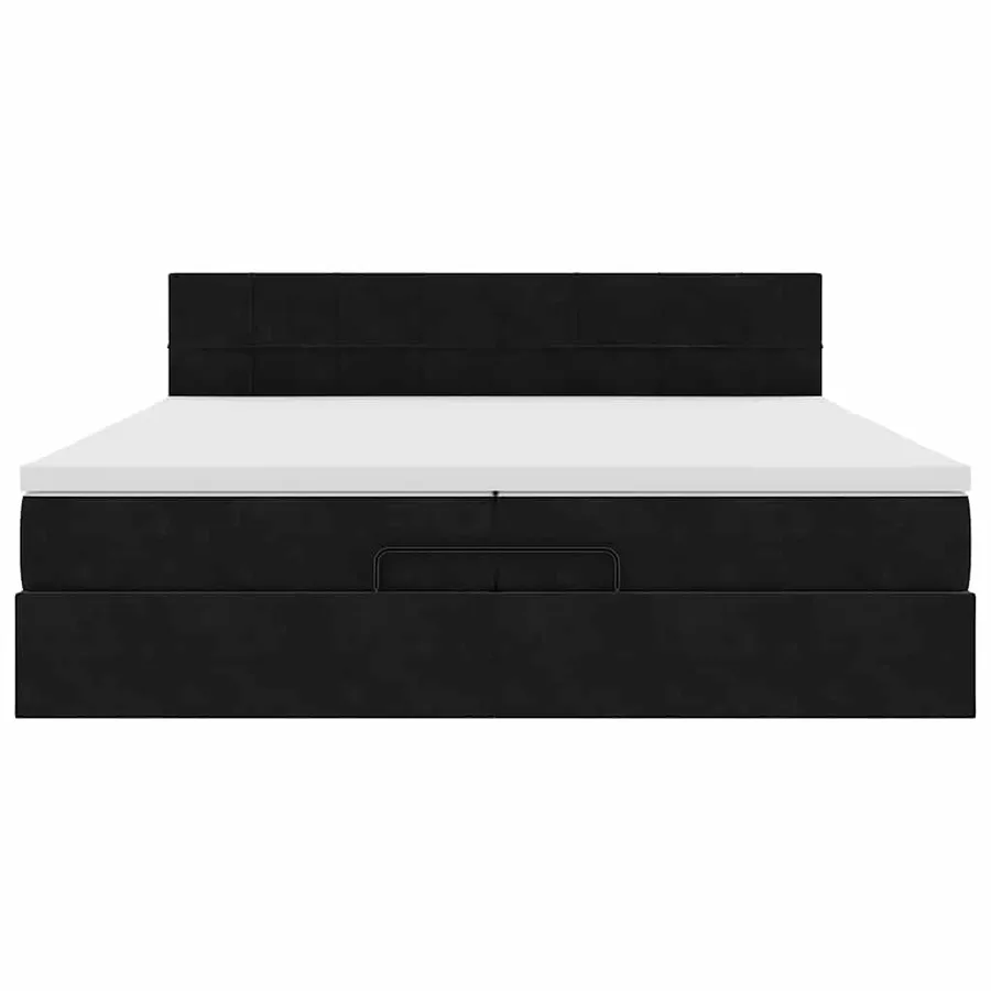 Cadre de lit ottoman avec matelas noir 200x200cm velours - 6