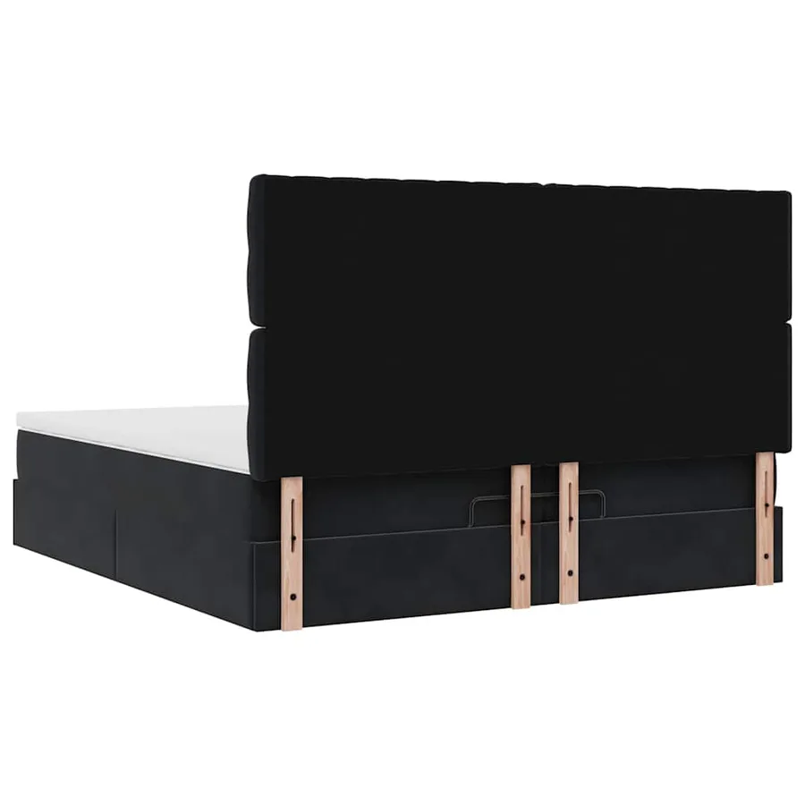 Cadre de lit ottoman avec matelas noir 200x200cm velours - 9