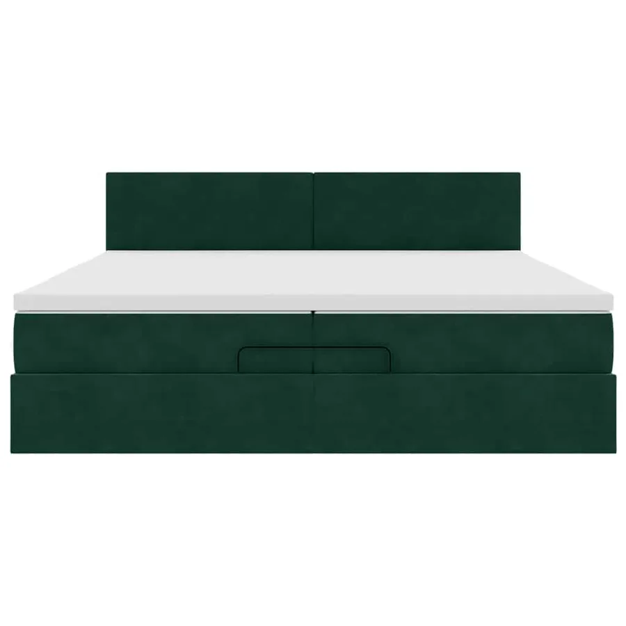 Cadre de lit ottoman avec matelas vert foncé 200x200 cm velours - 6