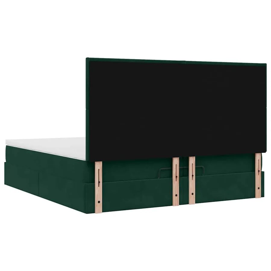 Cadre de lit ottoman avec matelas vert foncé 200x200 cm velours - 10