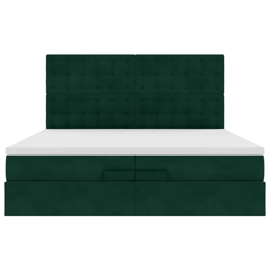 Cadre de lit ottoman avec matelas vert foncé 200x200 cm velours - 7