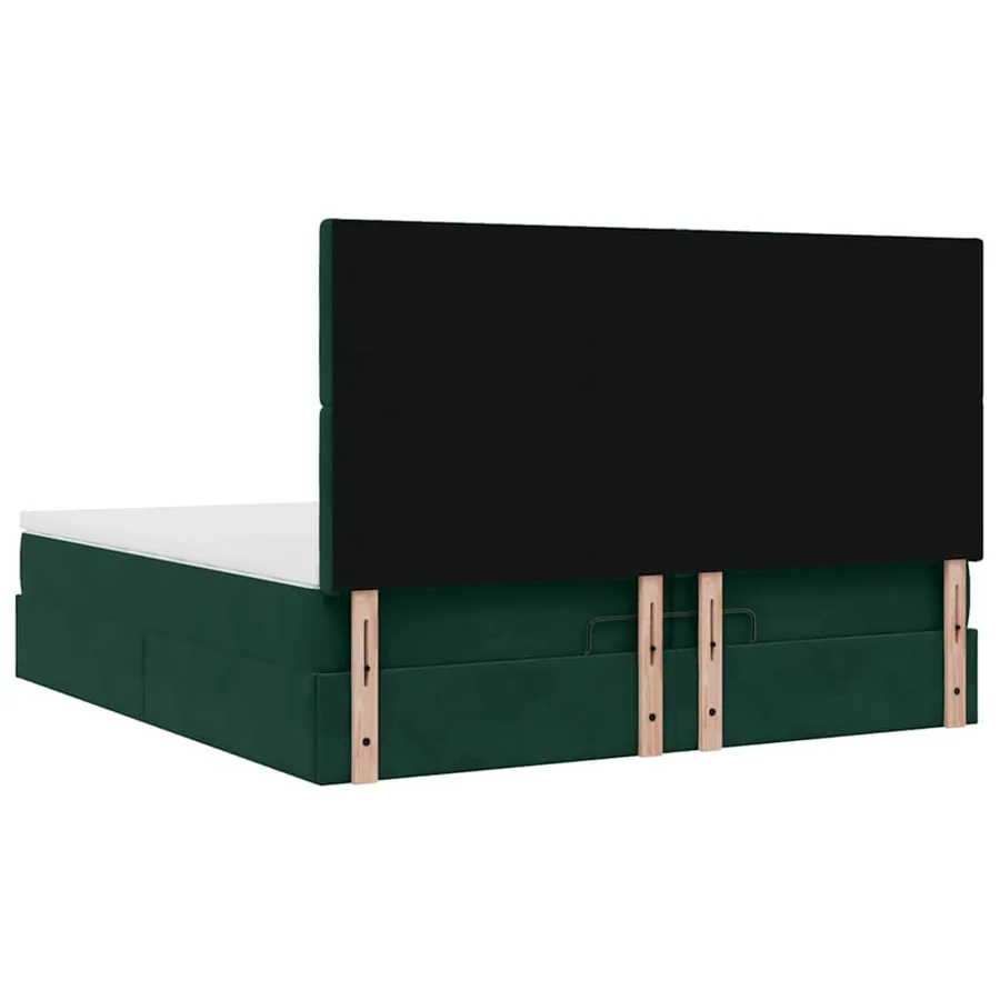 Cadre de lit ottoman avec matelas vert foncé 200x200 cm velours - 9