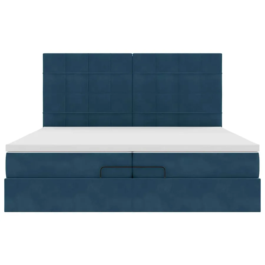 Cadre de lit ottoman avec matelas bleu foncé 200x200 cm velours - 7