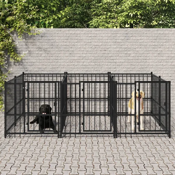 Chenil d'extérieur pour chiens Acier 5,63 m²