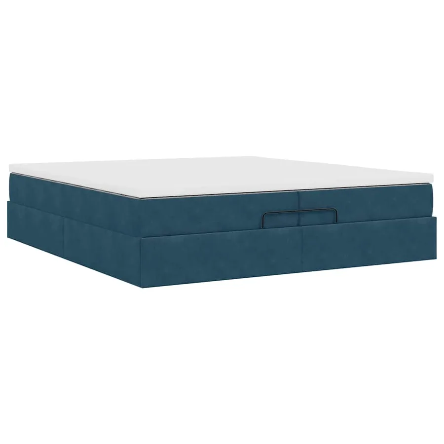 Cadre de lit ottoman avec matelas bleu foncé 200x200 cm velours - 10