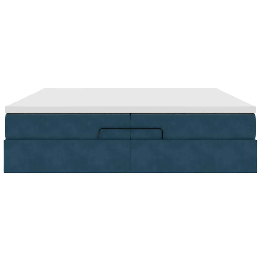 Cadre de lit ottoman avec matelas bleu foncé 200x200 cm velours - 7