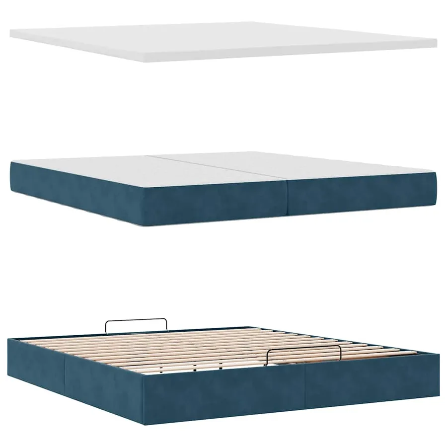 Cadre de lit ottoman avec matelas bleu foncé 200x200 cm velours - 8