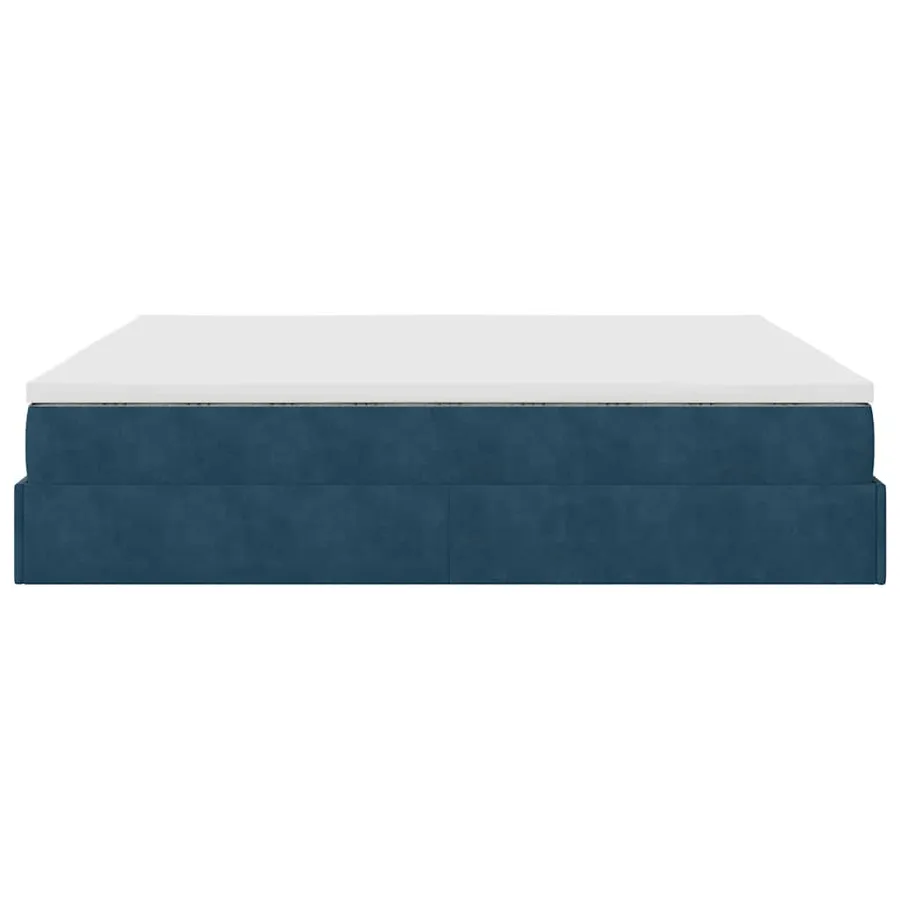Cadre de lit ottoman avec matelas bleu foncé 200x200 cm velours - 9