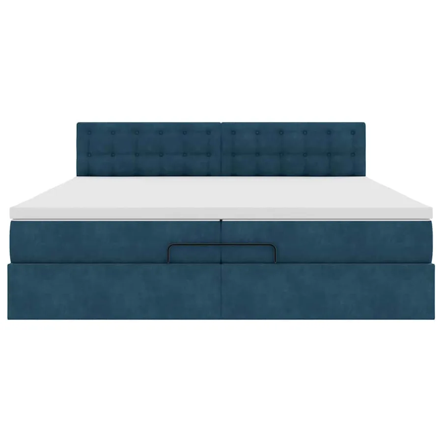 Cadre de lit ottoman avec matelas bleu foncé 200x200 cm velours - 7