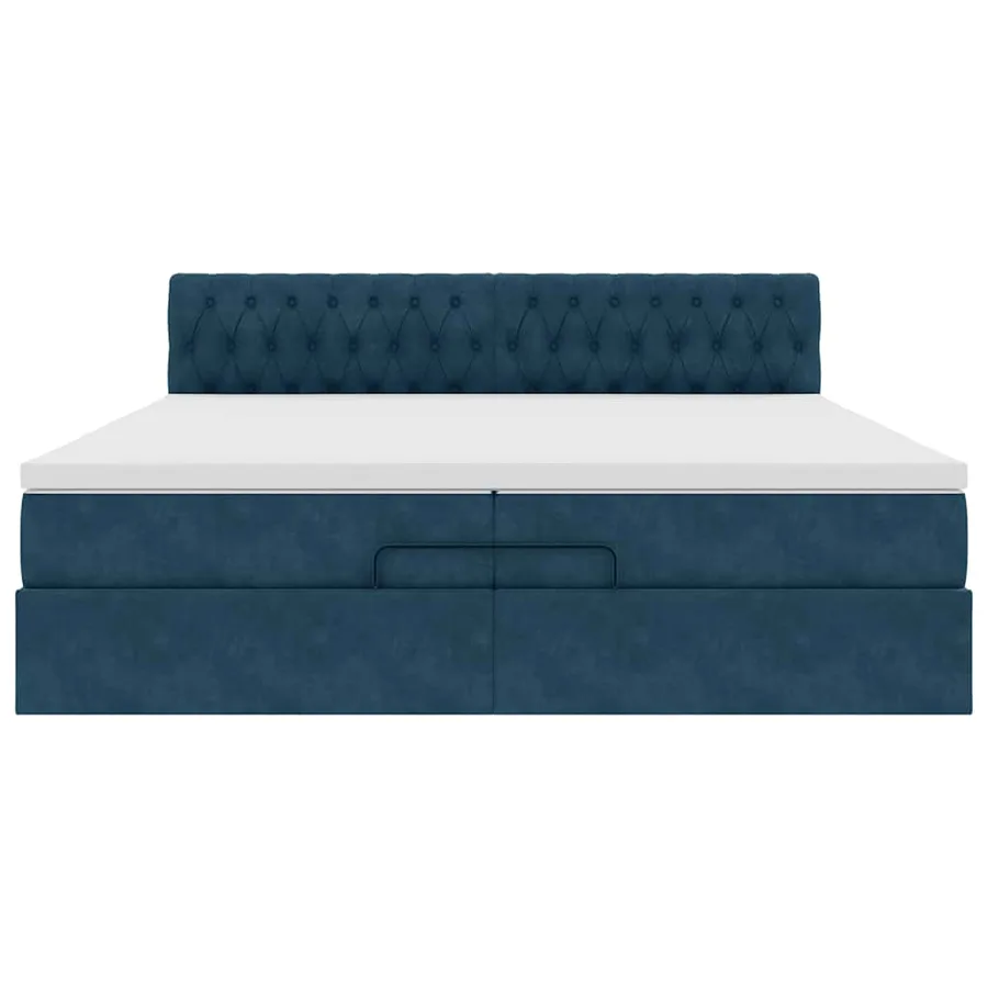 Cadre de lit ottoman avec matelas bleu foncé 200x200 cm velours - 8