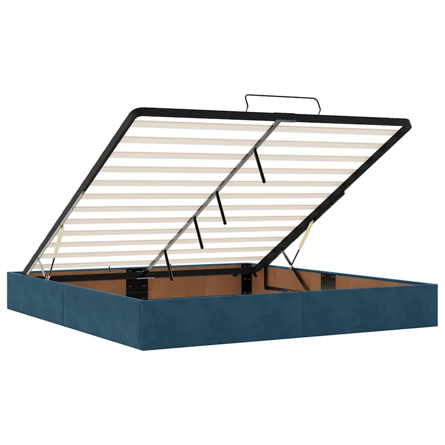 Cadre de lit ottoman avec matelas bleu foncé 200x200 cm velours - 11