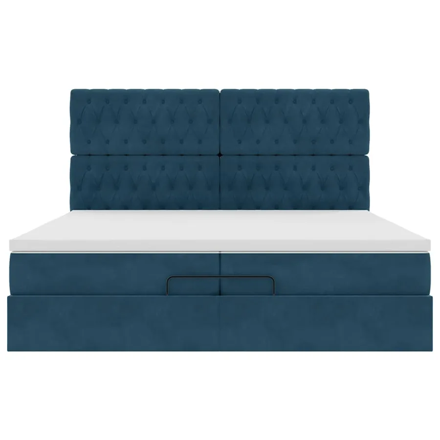 Cadre de lit ottoman avec matelas bleu foncé 200x200 cm velours - 8