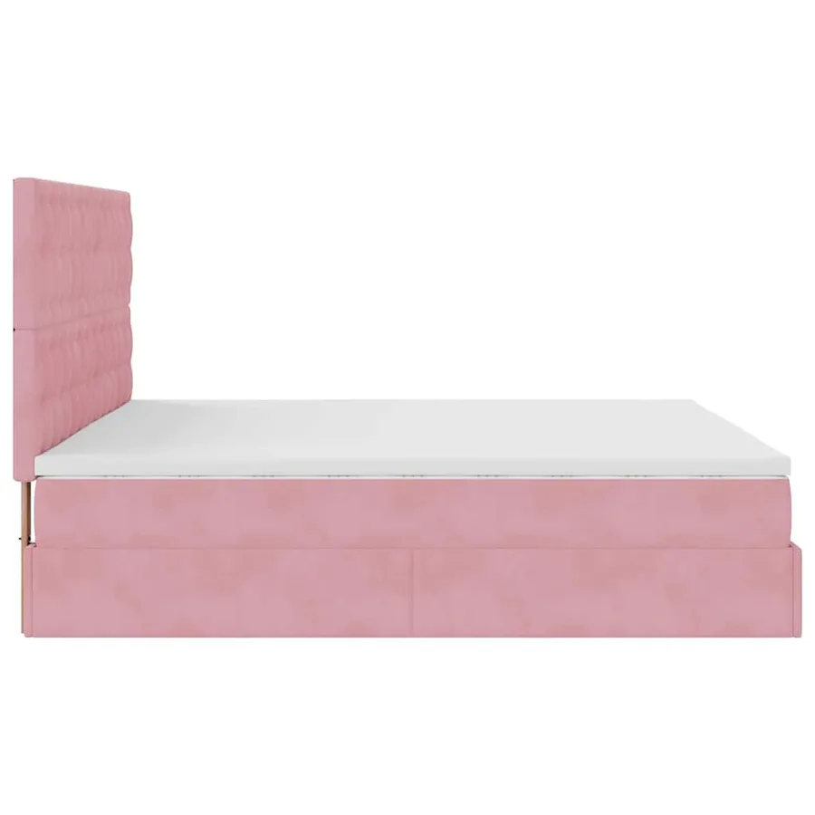 Cadre de lit ottoman avec matelas rose 200x200 cm velours - 11