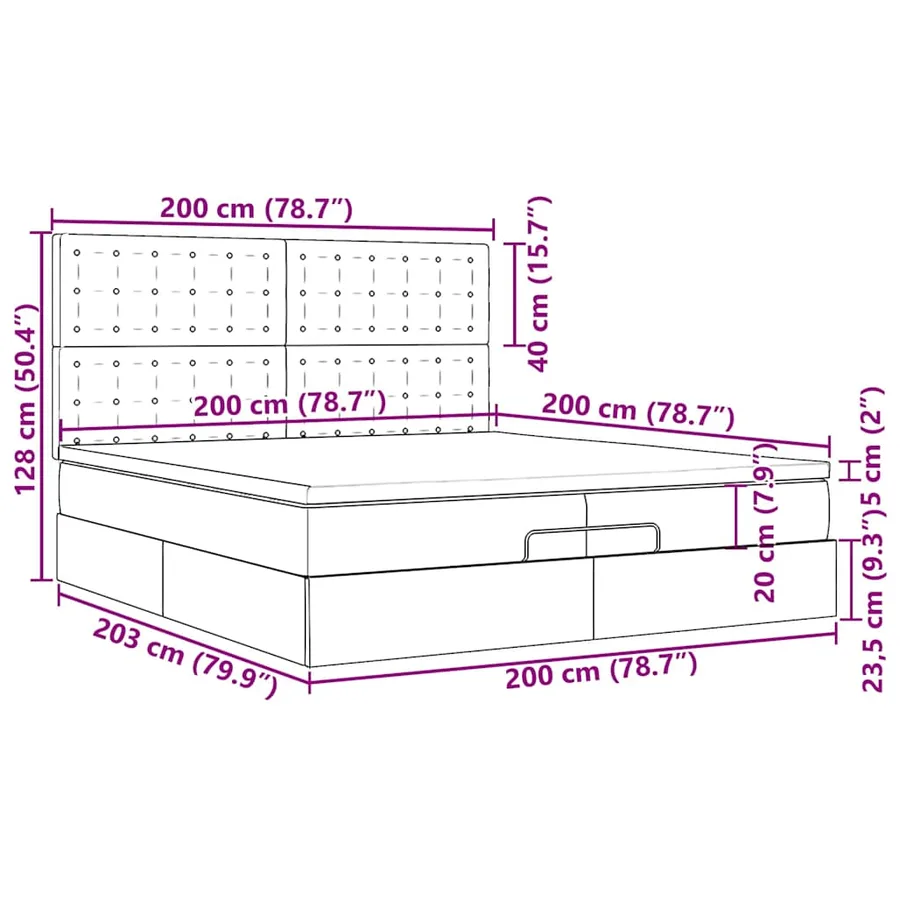 Cadre de lit ottoman avec matelas rose 200x200 cm velours - 18