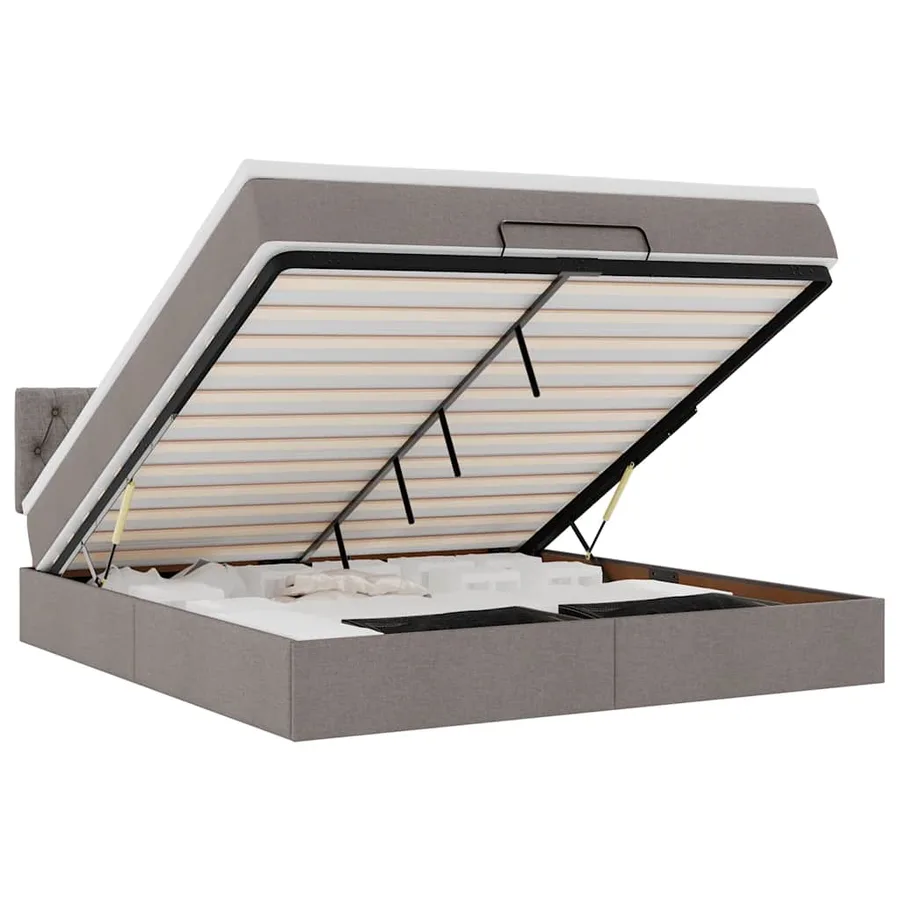 Lit ottoman avec matelas et LED Taupe 180x200cm tissu - 2