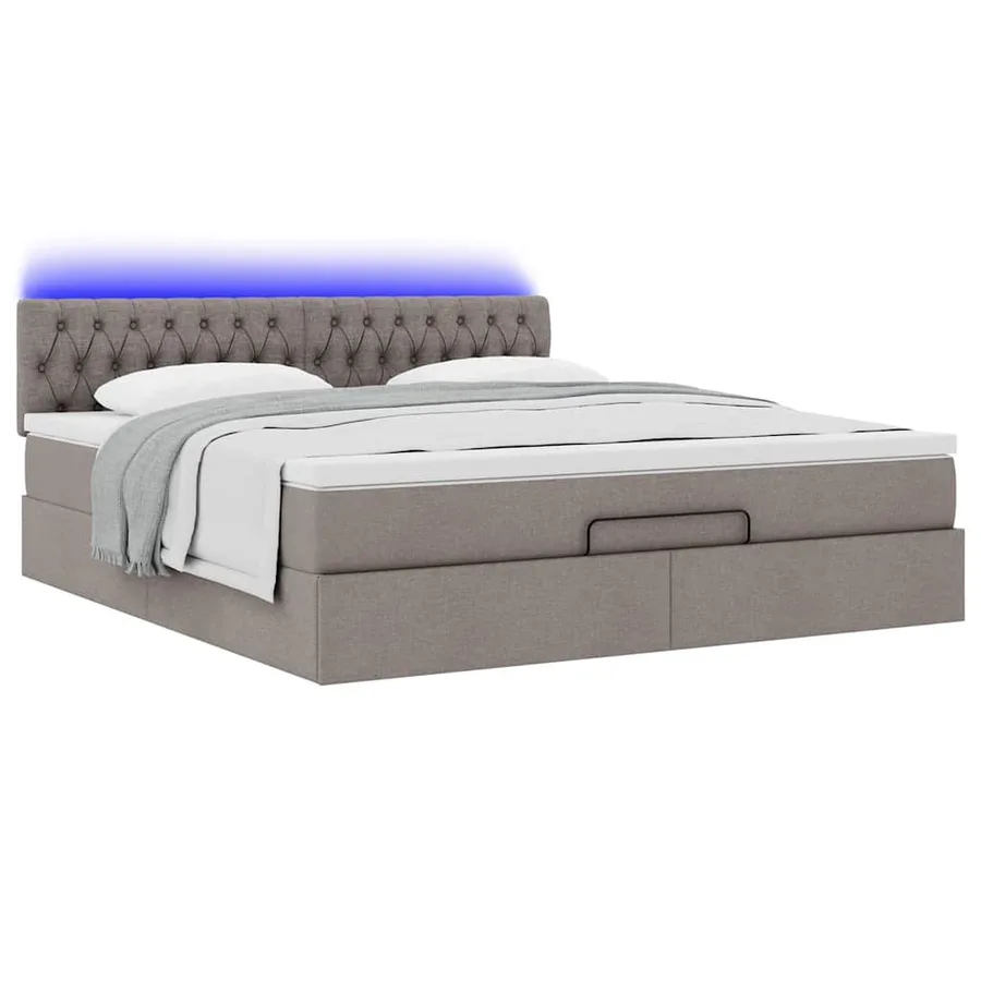 Lit ottoman avec matelas et LED Taupe 180x200cm tissu - 5