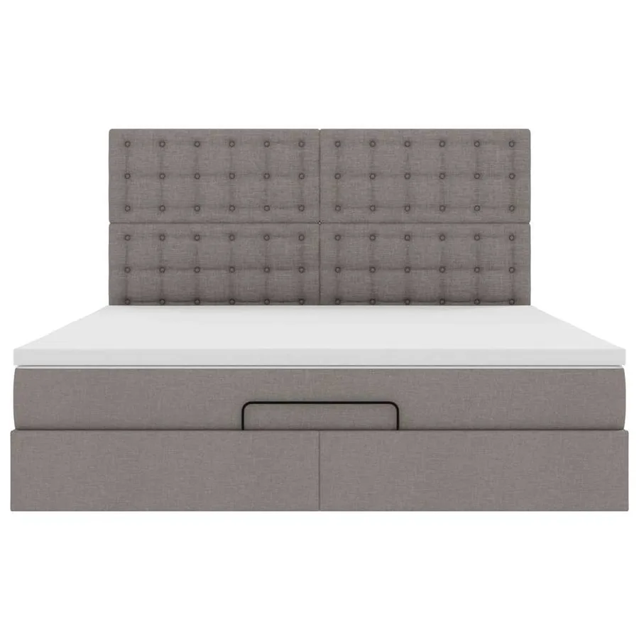 Cadre de lit ottoman avec matelas taupe 180x200 cm tissu - 7