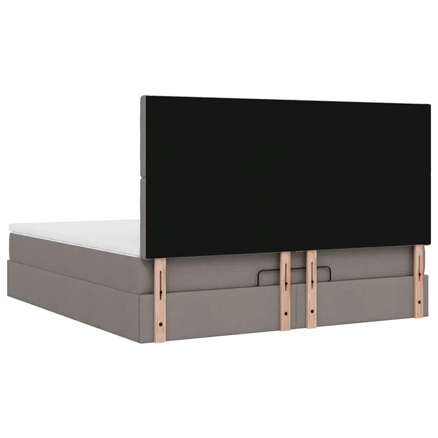 Cadre de lit ottoman avec matelas taupe 180x200 cm tissu - 12