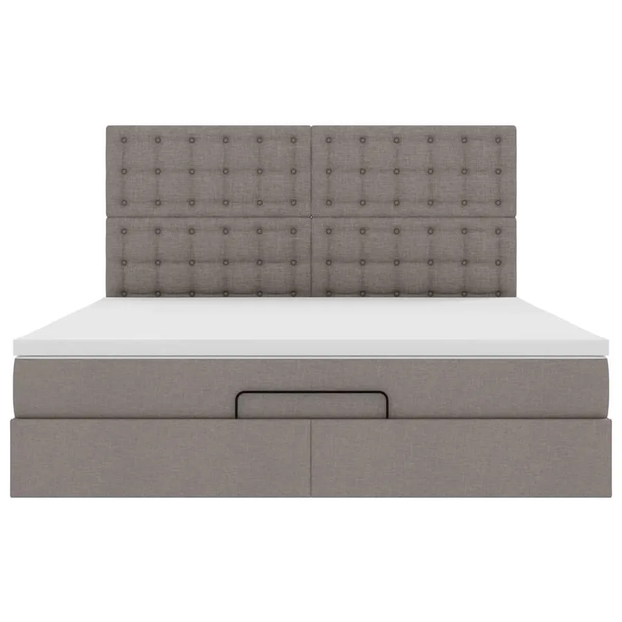 Cadre de lit ottoman avec matelas taupe 180x200 cm tissu - 8