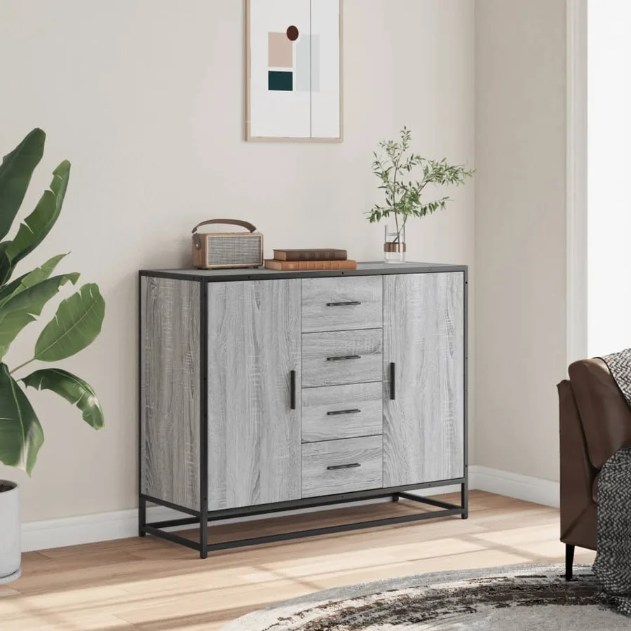 Buffet sonoma gris 92x35x76 cm bois d'ingénierie - 3
