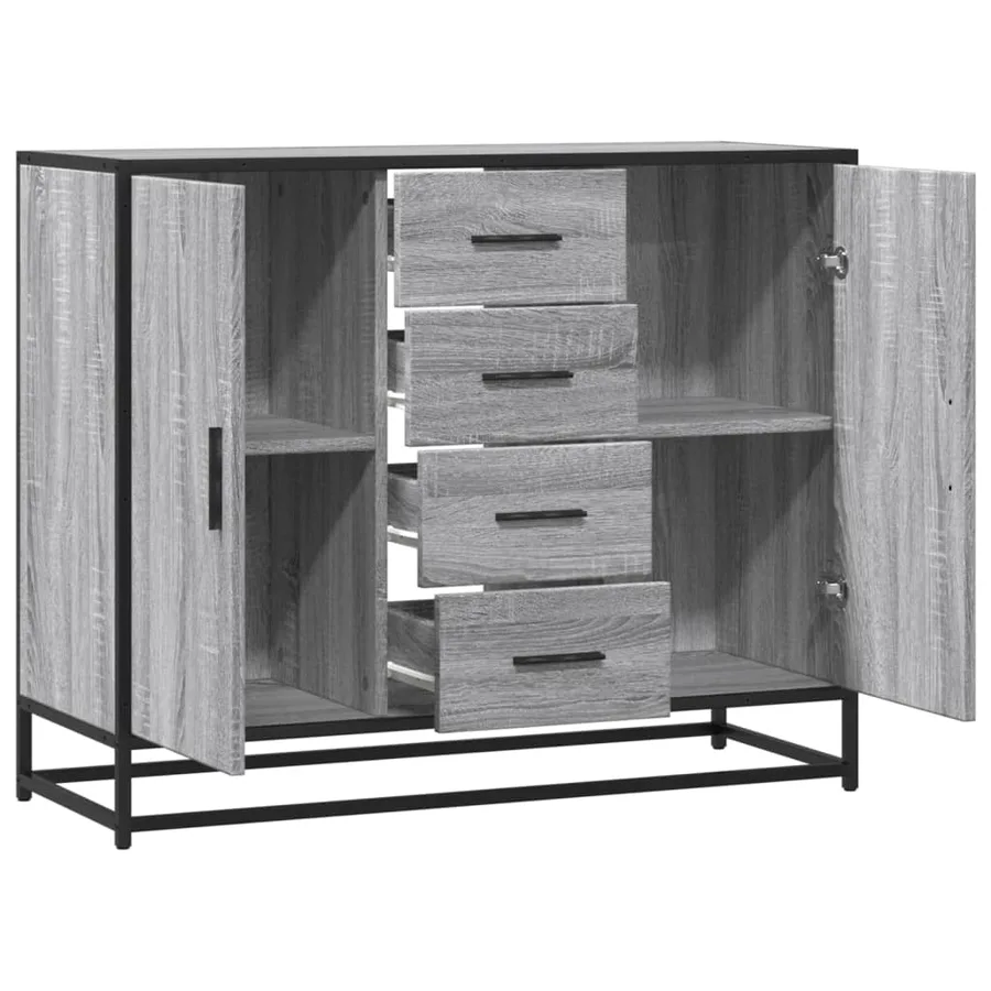 Buffet sonoma gris 92x35x76 cm bois d'ingénierie - 7