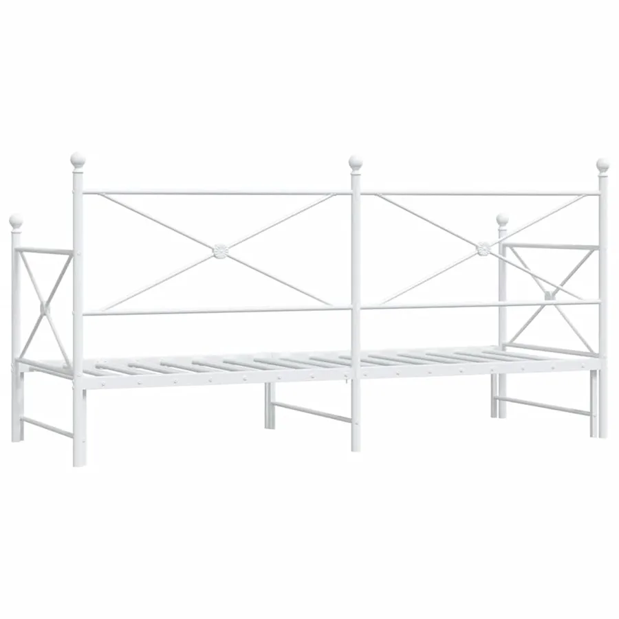 Lit de jour avec lit gigogne sans matelas blanc 90x200 cm acier - 8