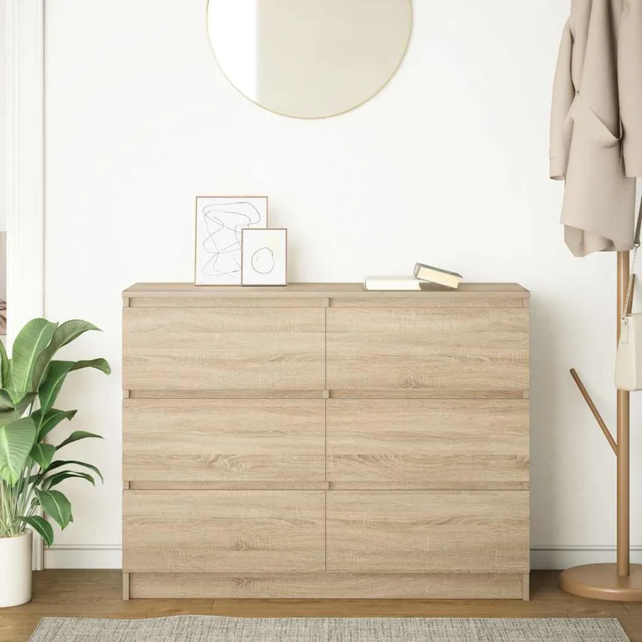 Buffet chêne sonoma 100x35x76 cm bois d'ingénierie - 3