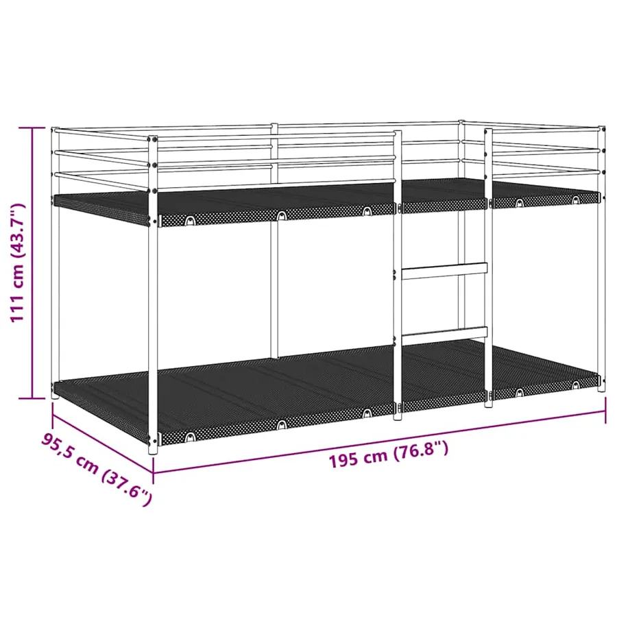 Lit superposé sans matelas blanc 90x190 cm acier - 10