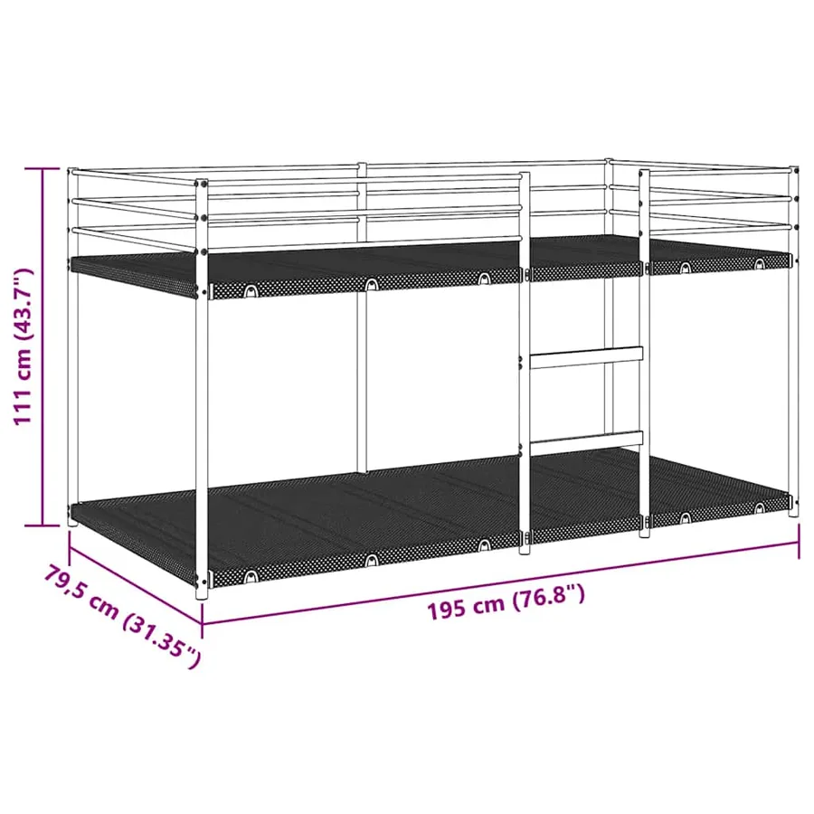 Lit superposé sans matelas blanc 75x190 cm acier - 10