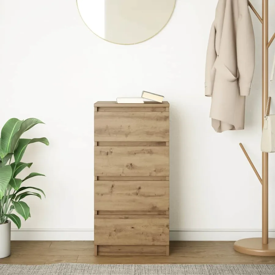 Buffet chêne artisanal 37,5x35x76 cm bois d'ingénierie - 3