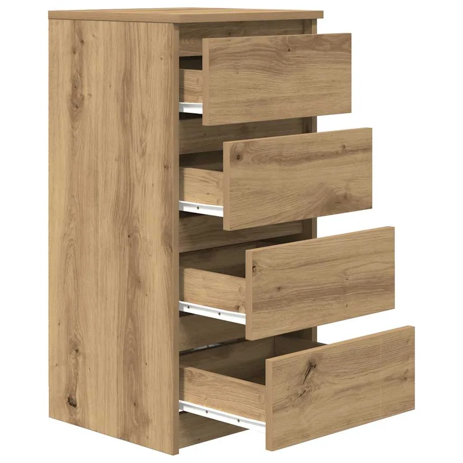 Buffet chêne artisanal 37,5x35x76 cm bois d'ingénierie - 5