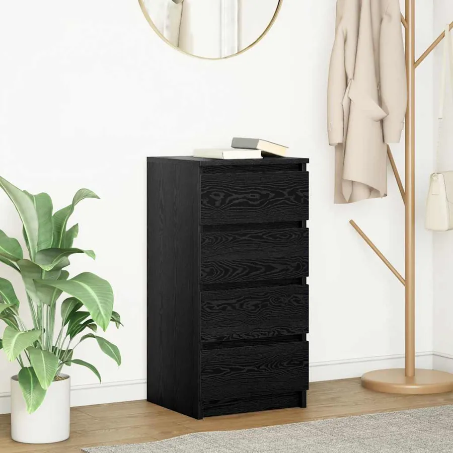 Buffet chêne noir 37,5x35x76 cm bois d'ingénierie