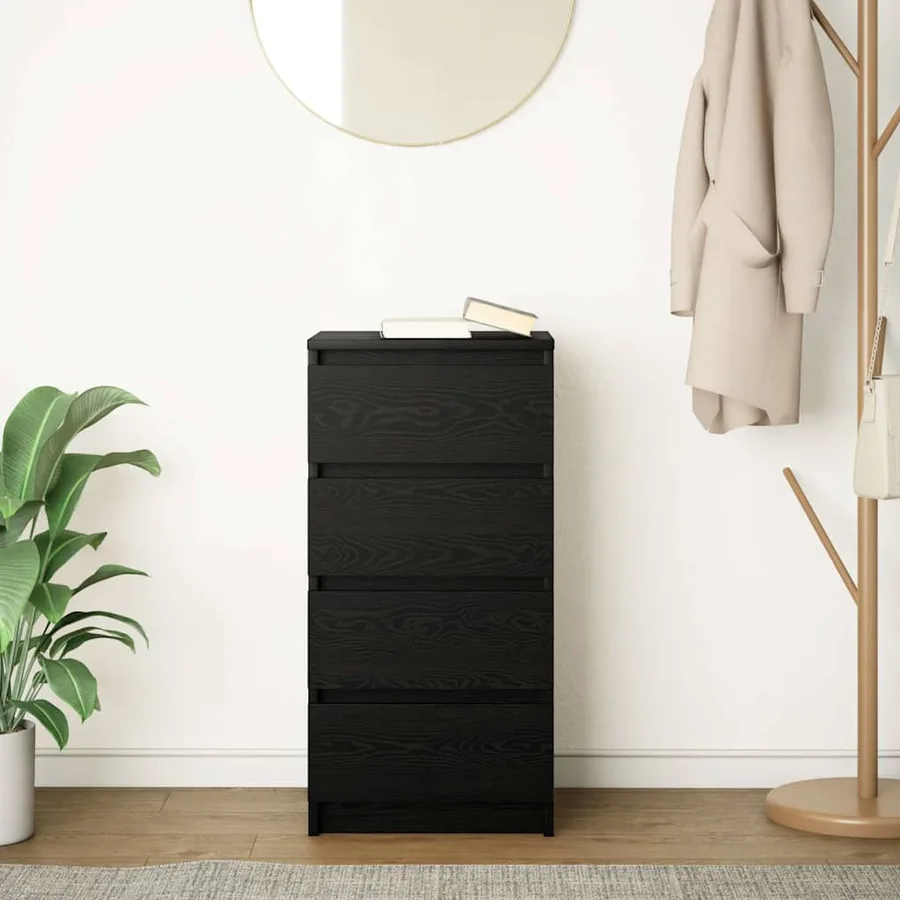 Buffet chêne noir 37,5x35x76 cm bois d'ingénierie - 3