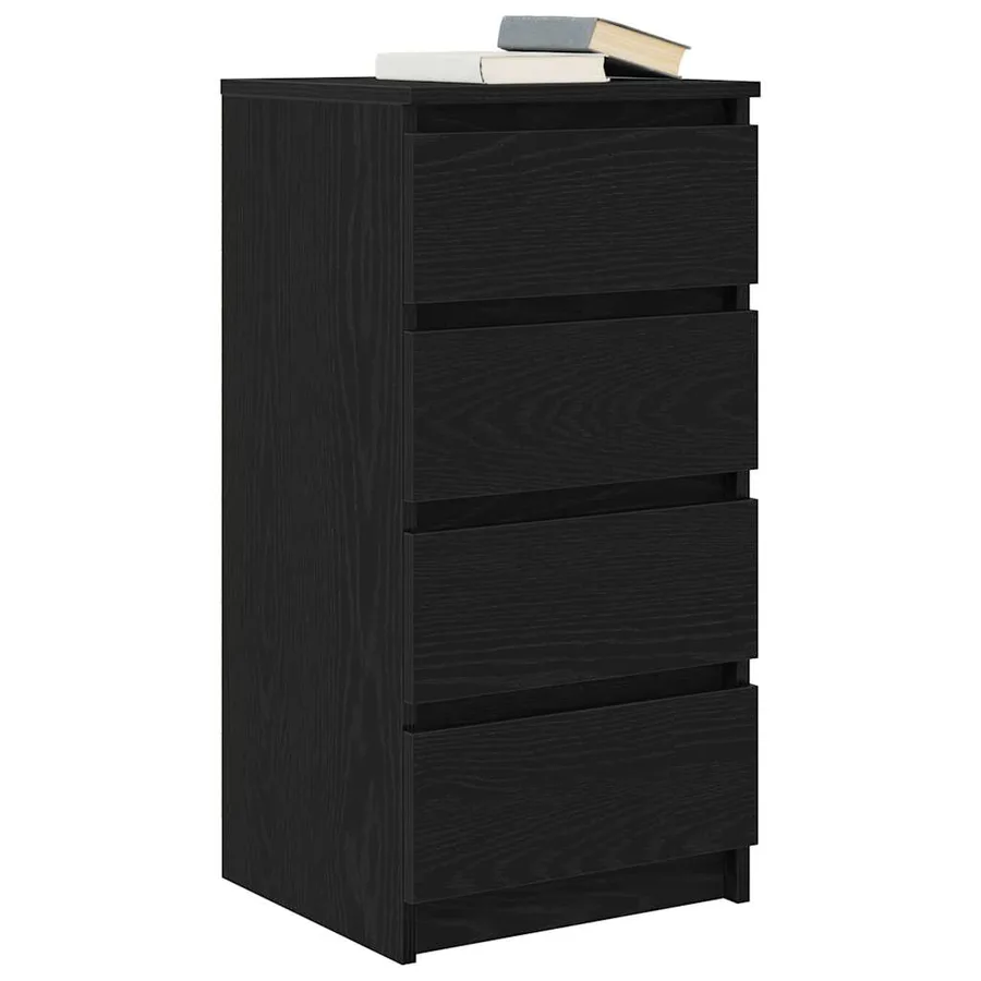 Buffet chêne noir 37,5x35x76 cm bois d'ingénierie - 4