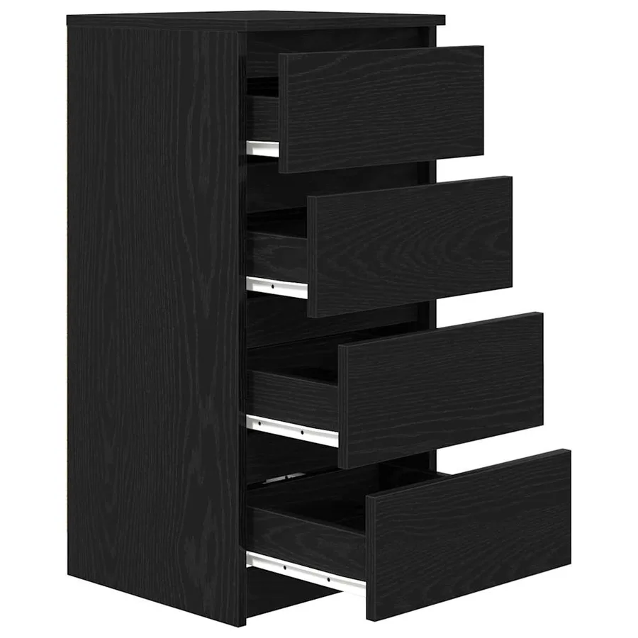 Buffet chêne noir 37,5x35x76 cm bois d'ingénierie - 5